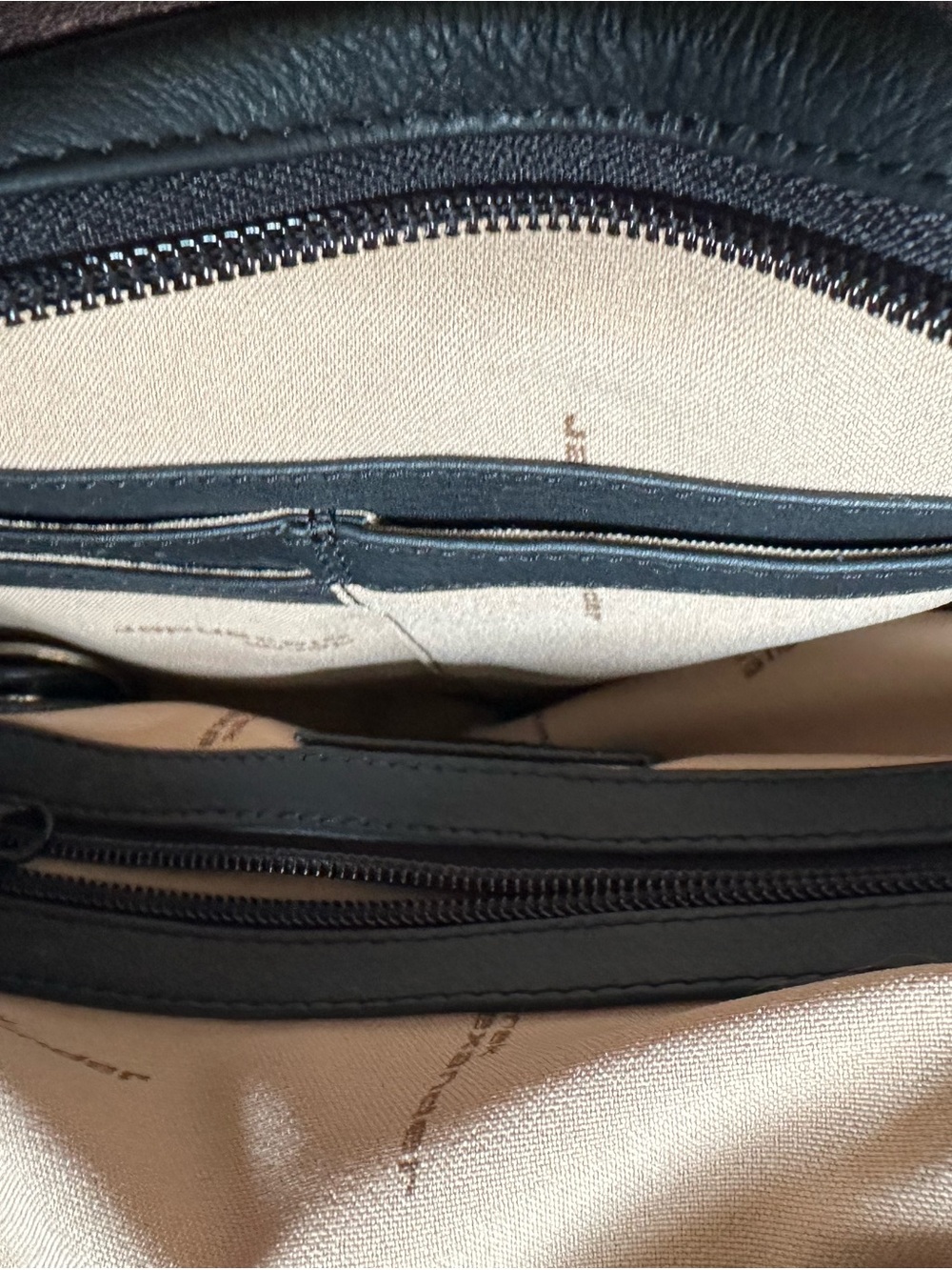 Black Leather Tote with Branded Beige Lining - Picture 8 of 12